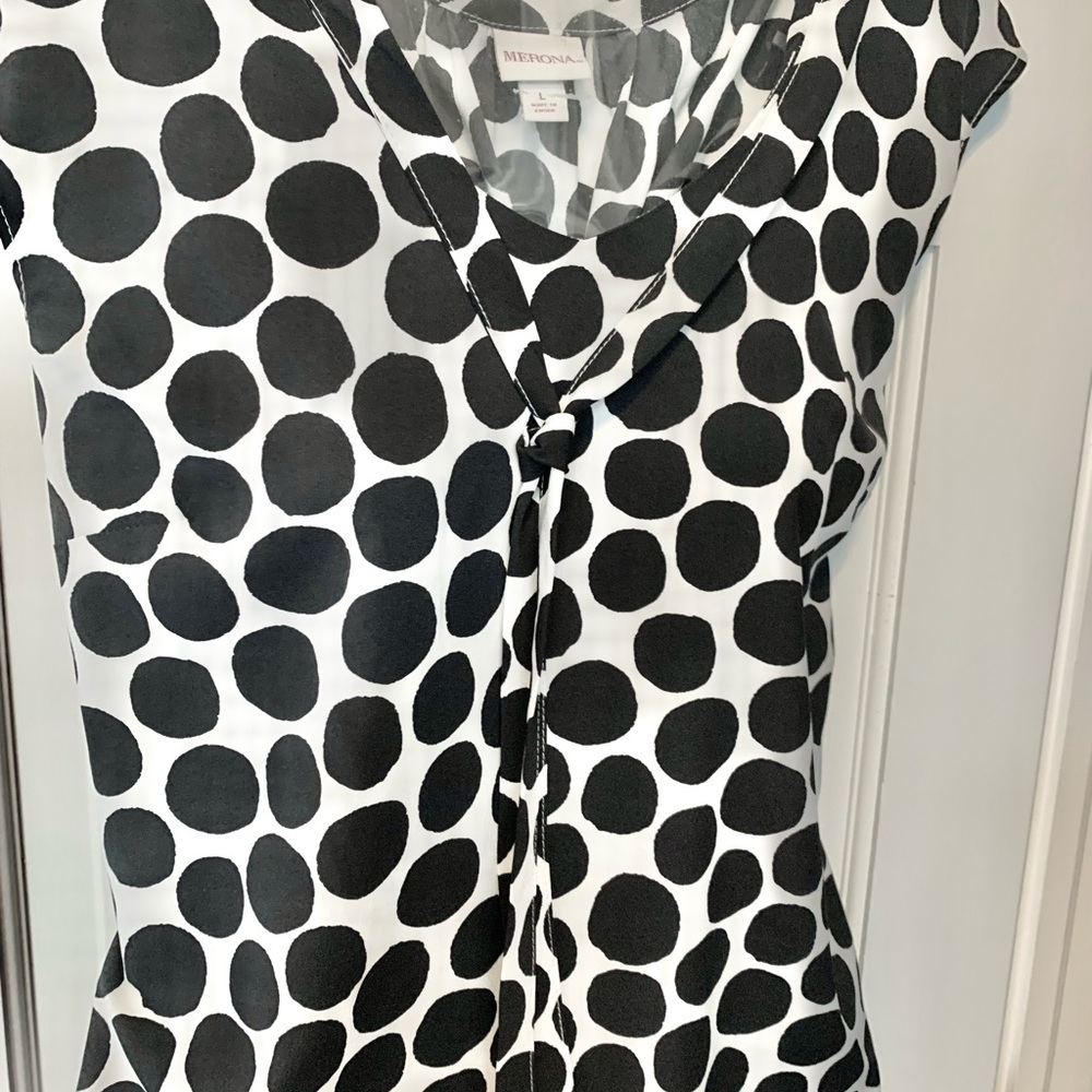 Black white polkadot sleeveless work  blouse Merona - Picture 4 of 5